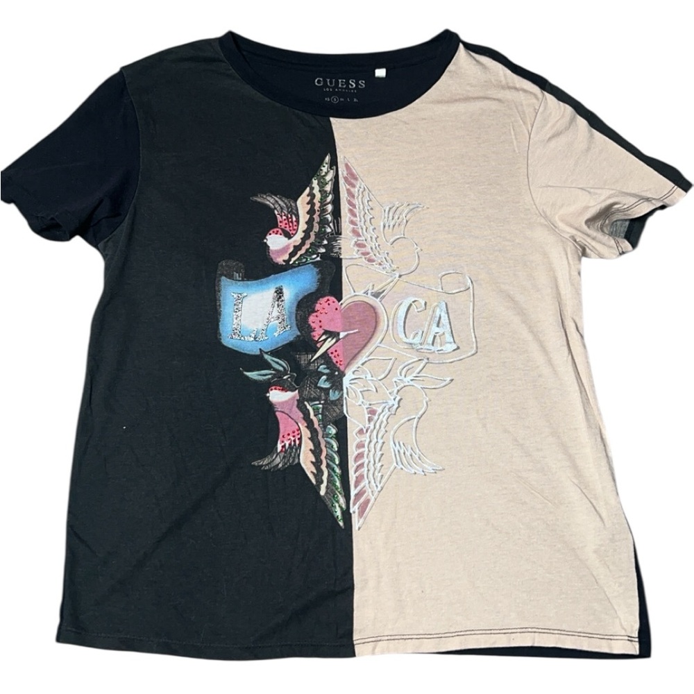Guess Black and Tan Graphic Tee